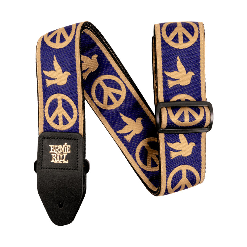 Ernie Ball Navy Blue And Beige Peace Love Dove Jacquard Strap siksna