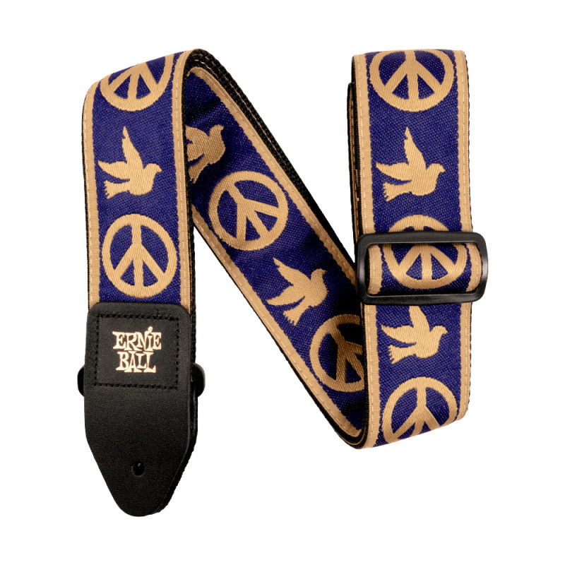 Ernie Ball Navy Blue And Beige Peace Love Dove Jacquard Strap