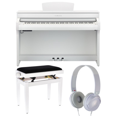 Yamaha Clavinova CLP-735 WH komplekts (ar AB Piano KB-15WH solu un Yamaha HPH-50WH austiņām)